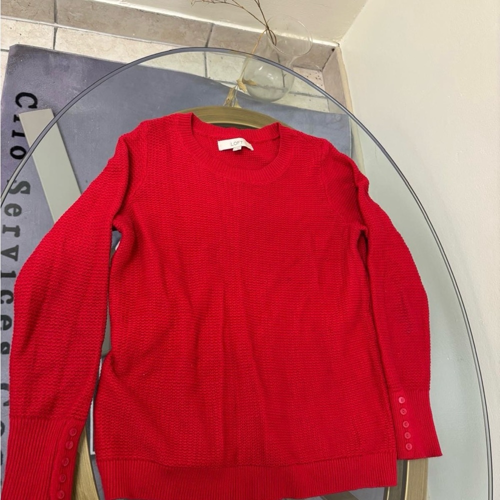 LOFT Red Crew Neck Sweater